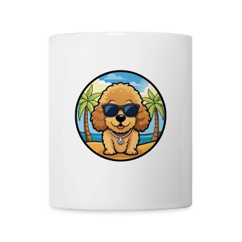 Spielzeug Pudel Hund Rasse Cartoon Sonnenbrille Strand - Tasse - Weiß - Vorne