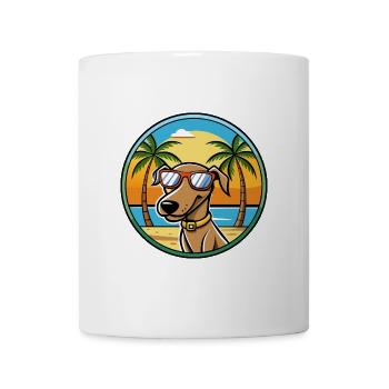 Plott Hound Hund Rasse Cartoon Sonnenbrille Strand - Tasse - Weiß - Vorne