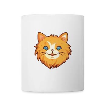 Ingwer Langhaar Katze Karikatur Aquarell Clipart - Tasse - Weiß - Vorne