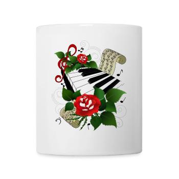 Klaviatur mit Rosen - Tasse - Weiß - Vorne