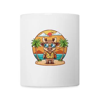 Elch Lustige Cartoon Sommer Strand Sonnenbrille - Tasse - Weiß - Vorne