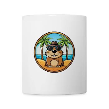 Murmeltier Lustige Cartoon Sommer Strand Sonnenbrille - Tasse - Weiß - Vorne