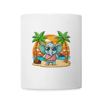 Elefant Lustige Cartoon Sommer Strand Sonnenbrille - Tasse - Weiß - Vorne