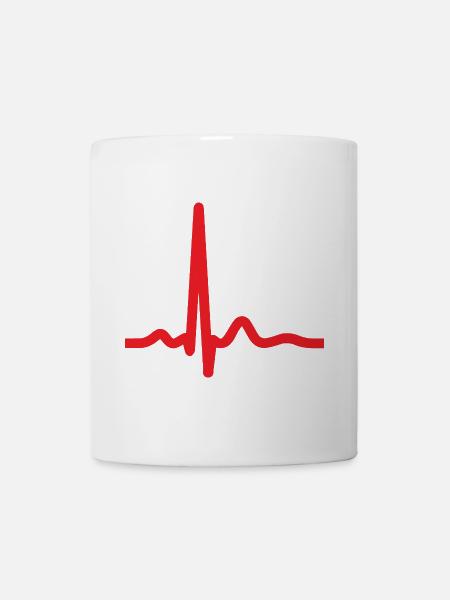 Herzschlag-EKG-Linie Medizinischer Pulswellen-Ikon-Vektor - Tasse - Weiß