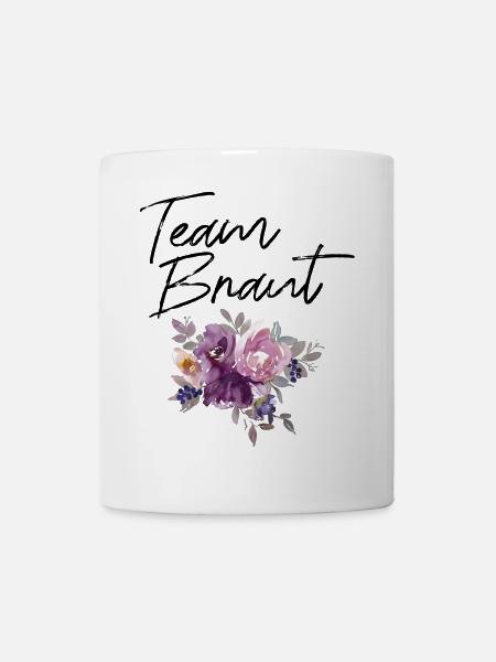 Team Braut - Junggesellinnenabschied lila Blumen - Tasse - Weiß