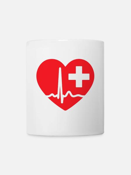 Ligne ECG du battement cardiaque Vecteur d’ondes d’impulsion médicale - Mug blanc - blanc