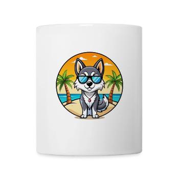 Alaskan Klee Kai Hunderasse Cartoon Sonnenbrille Strand - Tasse - Weiß - Vorne