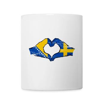 Bosnien Schweden Flagge Hände Herzform used - Tasse - Weiß - Vorne