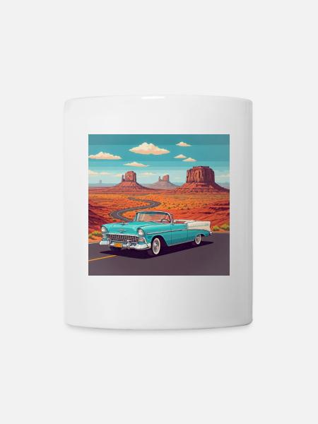 Autos im Monument Valley - Tasse - Weiß