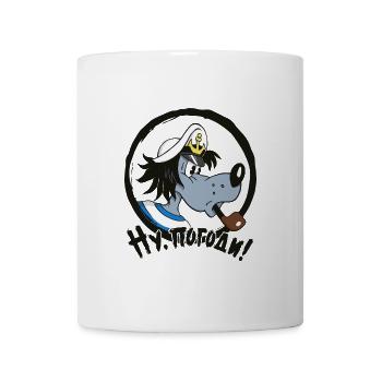 Nu Pogodi Hase und Wolf _ Wolf mit Pfeife  - Tasse - Weiß - Vorne