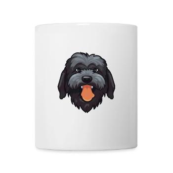 Schwarze russische Terrier-Hunderasse Aquarell-Karikatur - Tasse - Weiß - Vorne