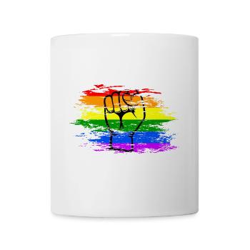 Regenbogen Flagge Faust used - Tasse - Weiß - Vorne
