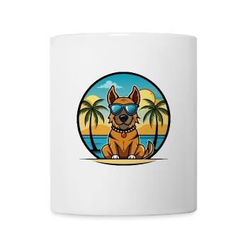 Broholmer Hunderasse Cartoon Sonnenbrille Strand - Tasse - Weiß - Vorne