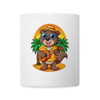 Lustige Biber Cartoon Sommer Strand Sonnenbrille - Tasse - Weiß - Vorne