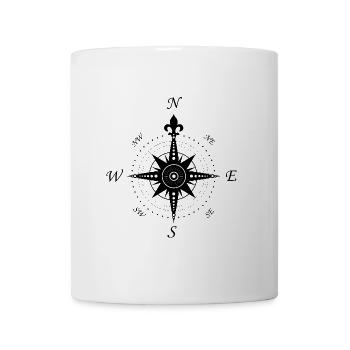 Windrose - Kompass - retro - Tasse - Weiß - Vorne