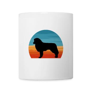 Englischer Schäferhund Hund Liebhaber Silhouette Retro Sonnenuntergang - Tasse - Weiß - Vorne