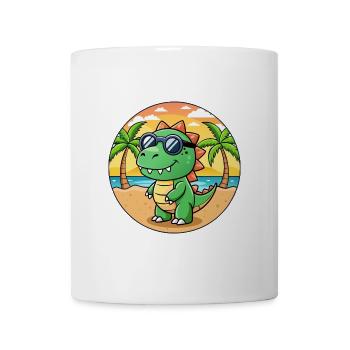 Dinosaurier Lustige Cartoon Sommer Strand Sonnenbrille - Tasse - Weiß - Vorne