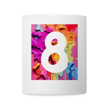 NR. 8 NUMMER 8 BUNT 8. GEBURTSTAG - Tasse - Weiß - Vorne