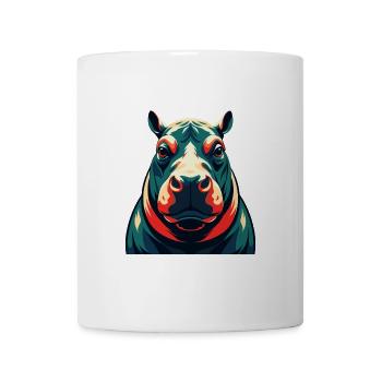 Nilpferd Cartoon Figur Buntes Haustier Tier - Tasse - Weiß - Vorne