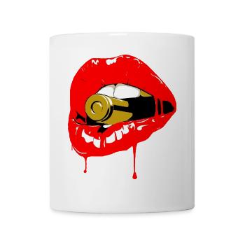 Red Lips Bite Bullet Pop Art - Tasse - Weiß - Vorne