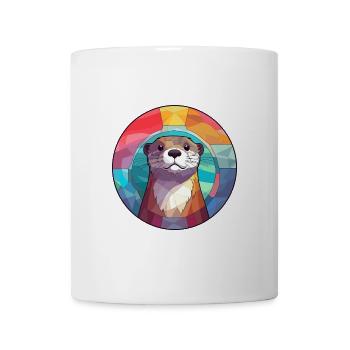 Otter Buntglas Bunte Karikatur Kawaii Tier - Tasse - Weiß - Vorne
