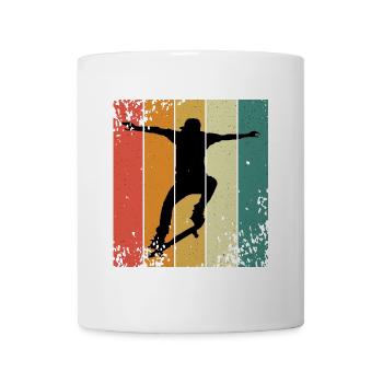 Retro-Skate-Silhouette auf farbigen Panels - Tasse - Weiß - Vorne