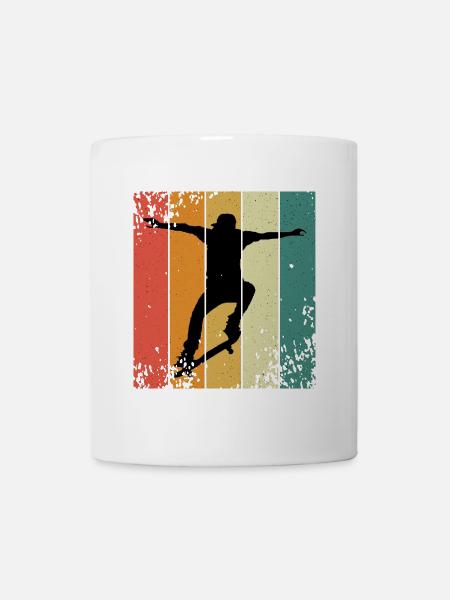 Retro-Skate-Silhouette auf farbigen Panels - Tasse - Weiß