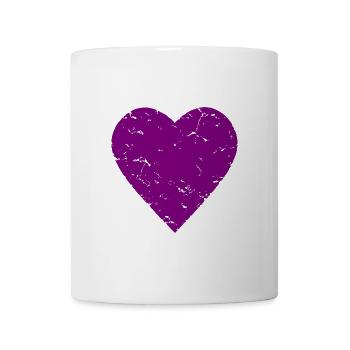 lila Herz - Romantik - used look - Tasse - Weiß - Vorne