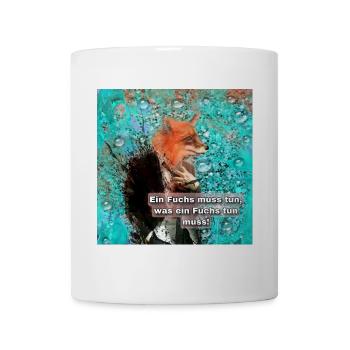 Fuchs im Splatter-Look: Tierwitz - Tasse - Weiß - Vorne