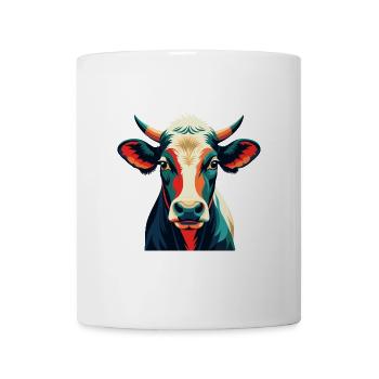Kuh Cartoon Figur Buntes Haustier Tier - Tasse - Weiß - Vorne