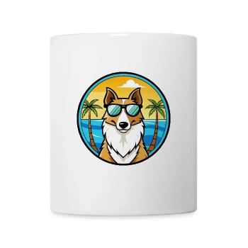 Smooth Collie Hunderasse Cartoon Sonnenbrille Strand - Tasse - Weiß - Vorne