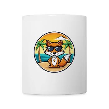 Fuchs Lustige Cartoon Sommer Strand Sonnenbrille Aufkleber - Tasse - Weiß - Vorne
