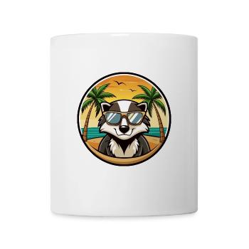 Dachs Lustige Cartoon Sommer Strand Sonnenbrille Cool - Tasse - Weiß - Vorne
