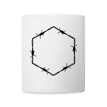 Stacheldraht 6 Eck Hexagon - Geschenkidee Tattoo - Tasse - Weiß - Vorne