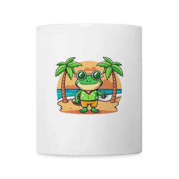 Frosch Lustige Cartoon Sommer Strand Sonnenbrille - Tasse - Weiß - Vorne