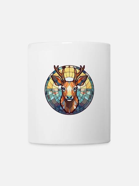 Hirsch Buntes Glas Bunte Karikatur Kawaii Tier - Tasse - Weiß
