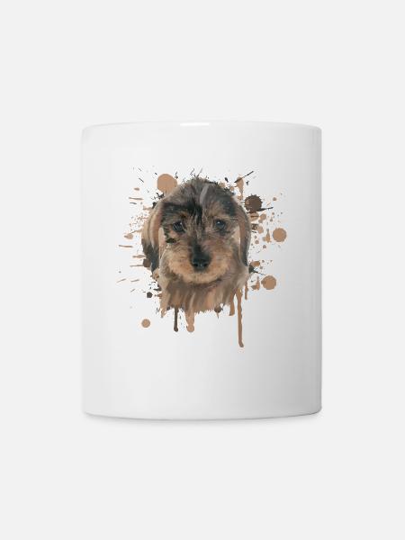 Rauhaardackel Dackel Dachshund Teckel Illustration - Tasse - Weiß