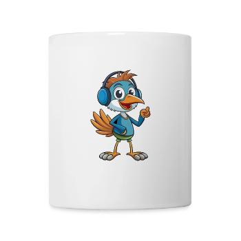 Strauß Lustige Zeichentrickfigur Kopfhörer Musik - Tasse - Weiß - Vorne
