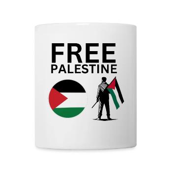 Free Palestine | Guy with palestine flag - Tasse - Weiß - Vorne