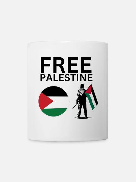 Free Palestine | Guy with palestine flag - Tasse - Weiß