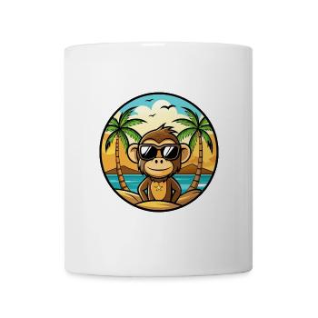 Singe Drôle Dessin Animé Plage D’été Lunettes De Soleil Cool - Mug blanc - blanc - Devant