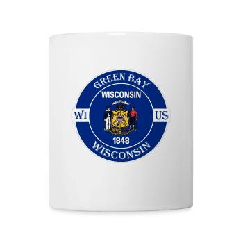 Green Bay Wisconsin Flagge USA Reise Souvenir Abzeichen - Tasse - Weiß - Vorne