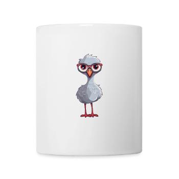 Kranich trägt Brille Karikatur Kawaii Illustration - Tasse - Weiß - Vorne