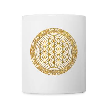 Lebensblume Gold Mandala - Tasse - Weiß - Vorne