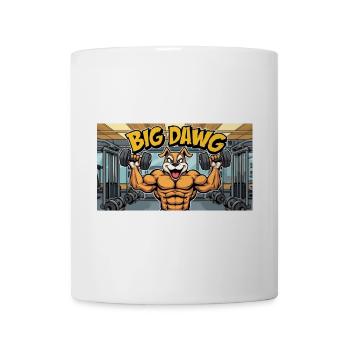 A funny cartoon style dog lifting dumbbells at - Tasse - Weiß - Vorne