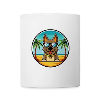 Deutsche Bracke Hunderasse Cartoon Sonnenbrille Strand - Tasse - Weiß - Vorne