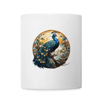 Pfauenbunte Aquarell-Tierillustration - Tasse - Weiß - Vorne