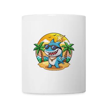 Shark Funny Cartoon Summer Beach Sunglasses - Mug - white - Front