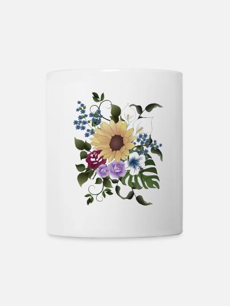 Blütenaragement - Tasse - Weiß