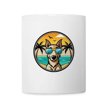 Lurcher Hund Rasse Cartoon Sonnenbrille Strand - Tasse - Weiß - Vorne
